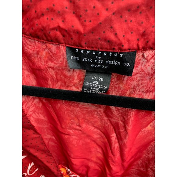 Separates By NY Design Womens 18 20 Peasant Top Shirt Red Floral VNeck Mixed Pri - Picture 4 of 4